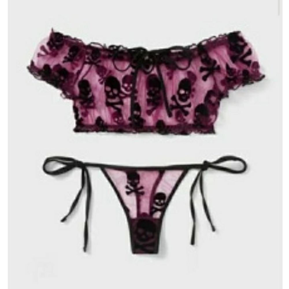 SHEIN Black and Purple Lace Set